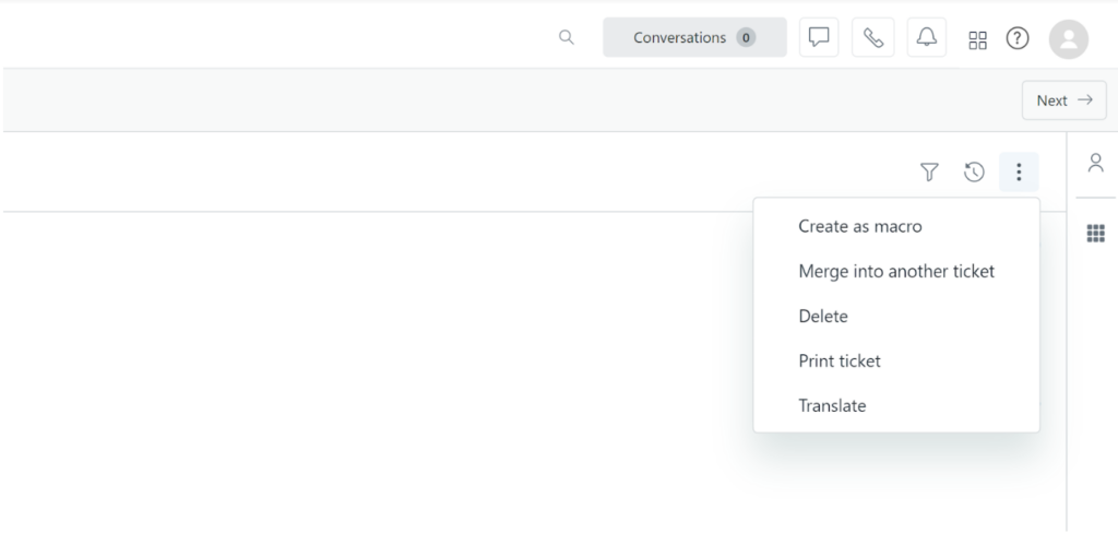 Zendesk - revealing all feature buttons