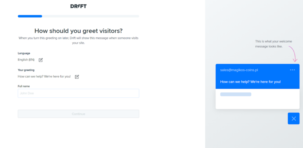 Drift - configuring chatbot language