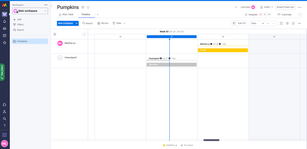 monday.com Timeline overview