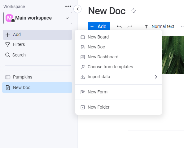 monday.com Add new document to your knowledge base
